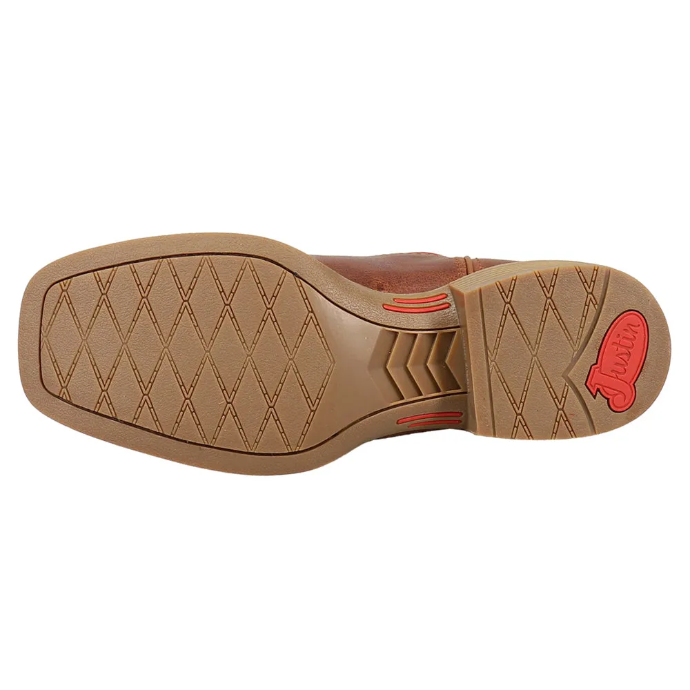 Canter 11 Inch Water Buffalo Embroidered Square Toe Pull On Cowboy Boots