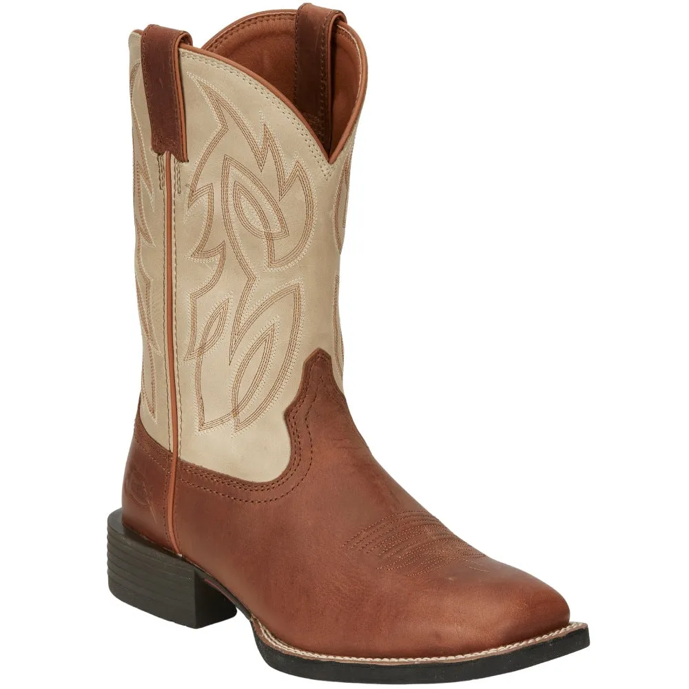 Canter 11 Inch Water Buffalo Embroidered Square Toe Pull On Cowboy Boots