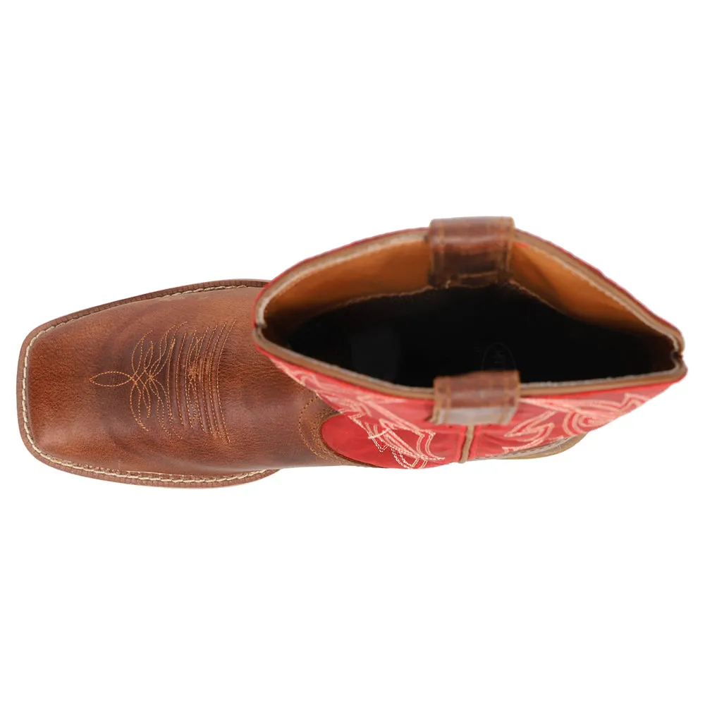 Canter 11 Inch Water Buffalo Embroidered Square Toe Pull On Cowboy Boots