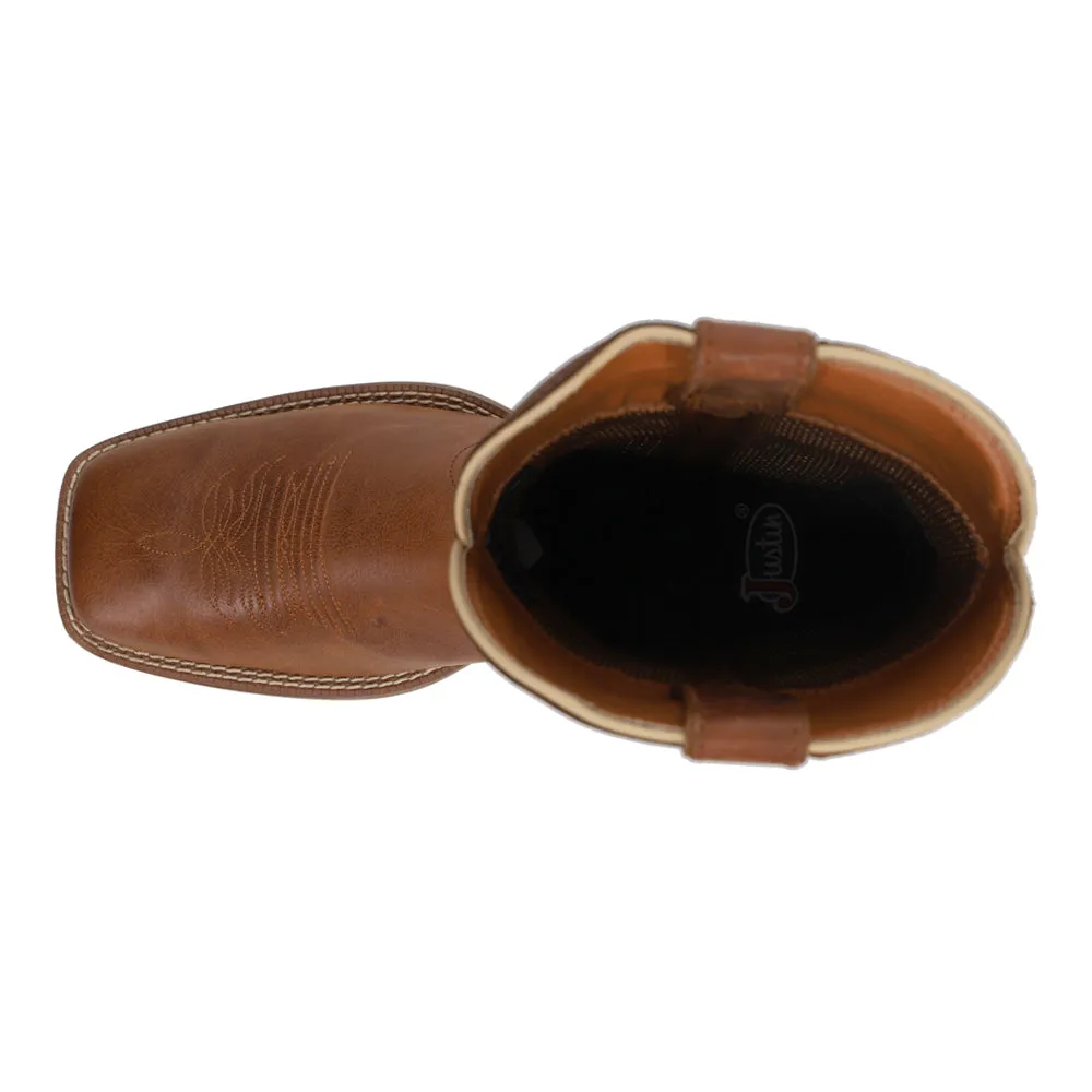 Canter 11 Inch Water Buffalo Embroidered Square Toe Pull On Cowboy Boots
