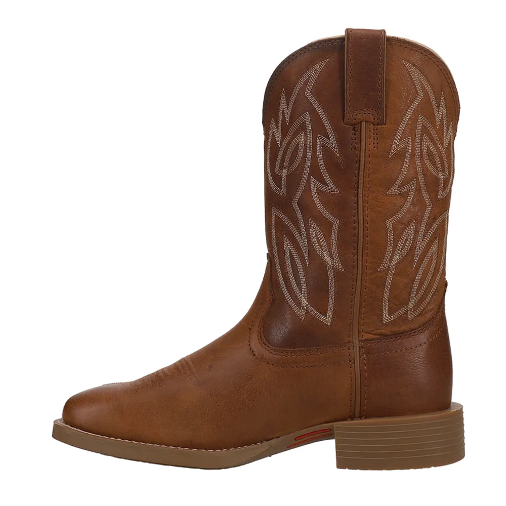 Canter 11 Inch Water Buffalo Embroidered Square Toe Pull On Cowboy Boots