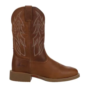 Canter 11 Inch Water Buffalo Embroidered Square Toe Pull On Cowboy Boots