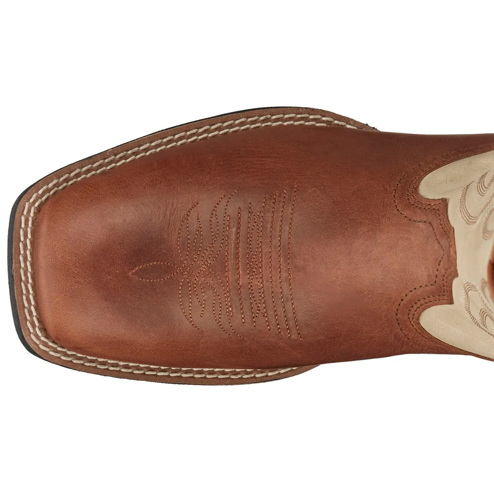 Canter 11 Inch Water Buffalo Embroidered Square Toe Pull On Cowboy Boots