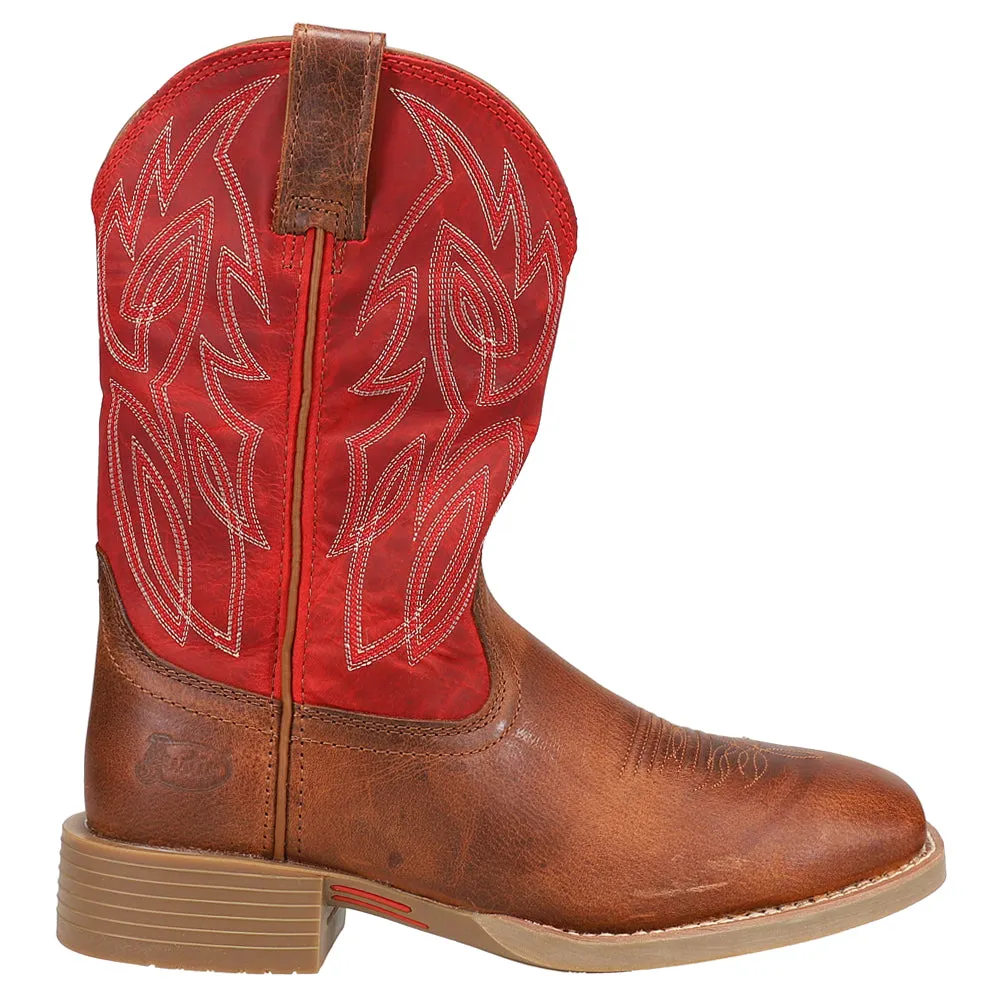 Canter 11 Inch Water Buffalo Embroidered Square Toe Pull On Cowboy Boots