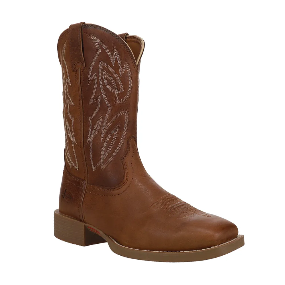 Canter 11 Inch Water Buffalo Embroidered Square Toe Pull On Cowboy Boots