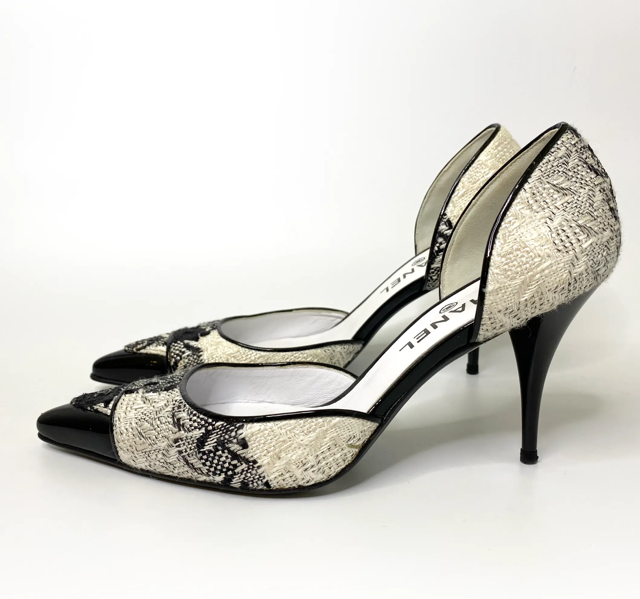 Chanel Black and White Tweed DOrsay Pumps