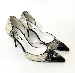 Chanel Black and White Tweed DOrsay Pumps