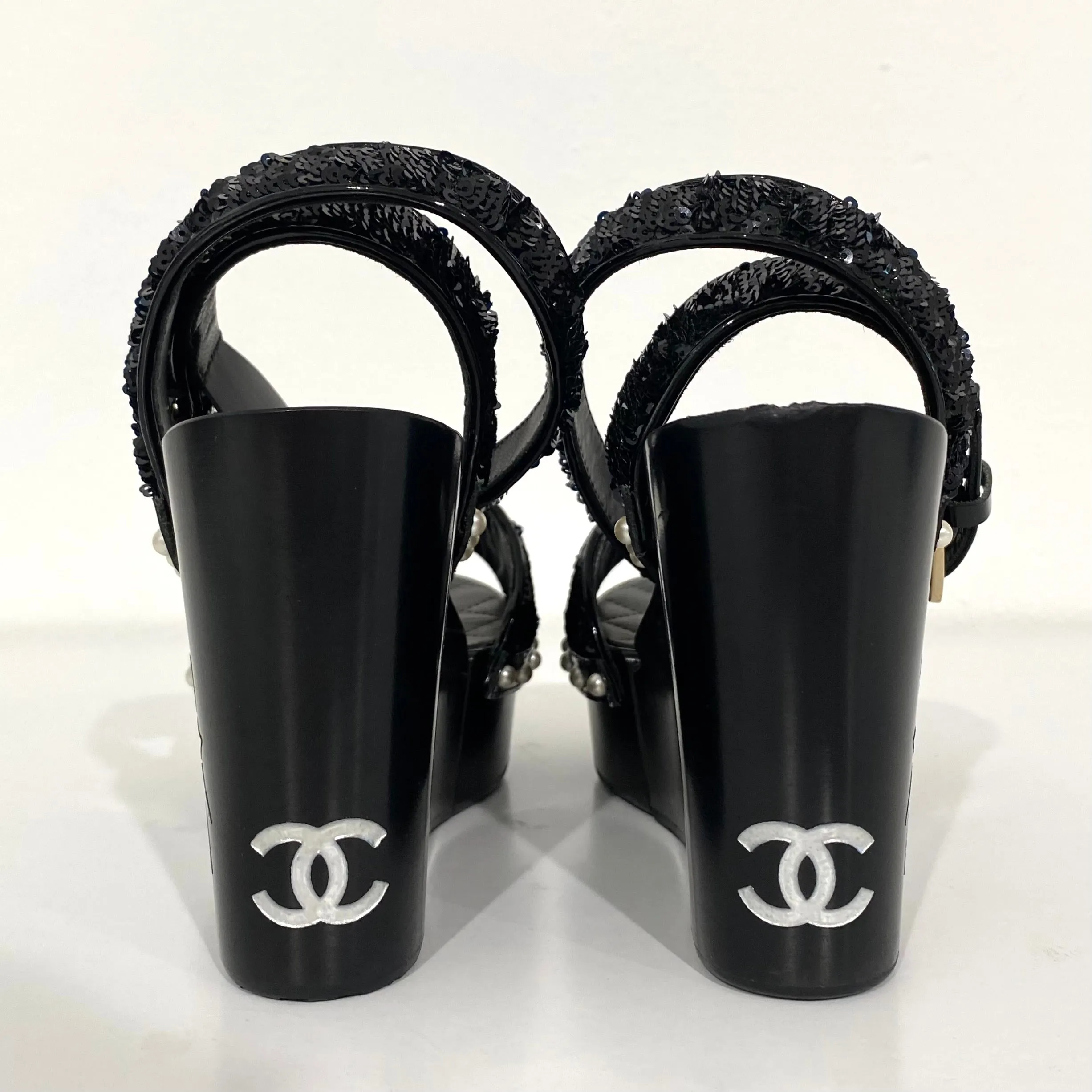 Chanel Black Hinged Wood Platforms