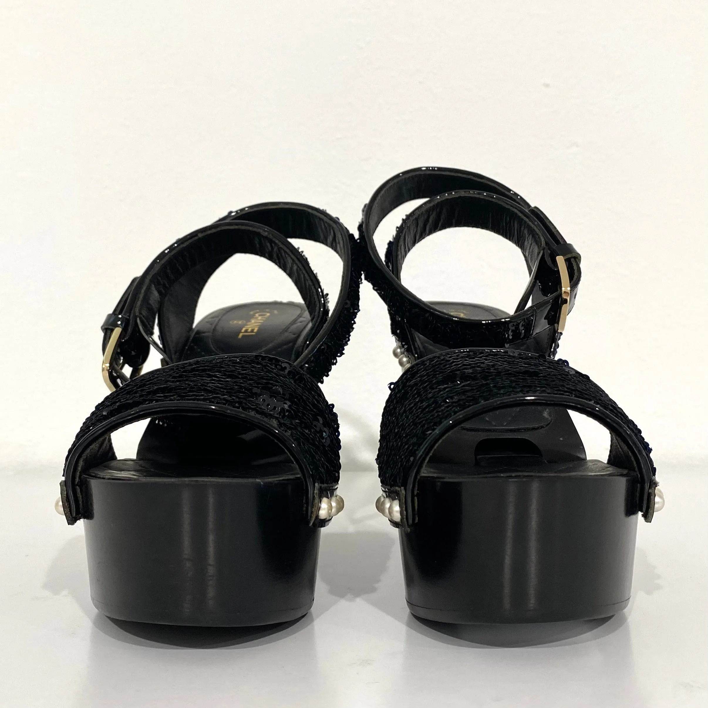 Chanel Black Hinged Wood Platforms
