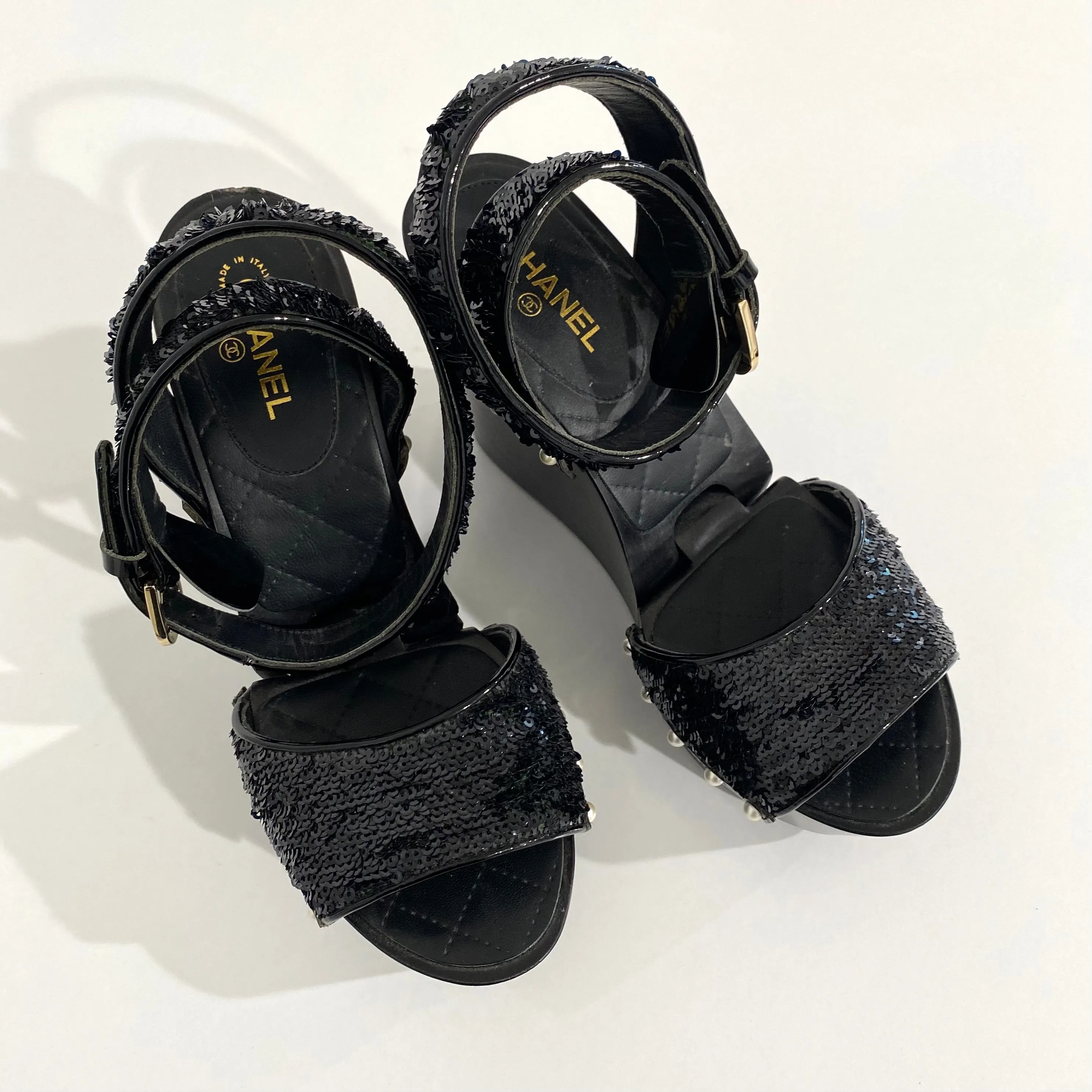 Chanel Black Hinged Wood Platforms