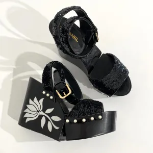 Chanel Black Hinged Wood Platforms