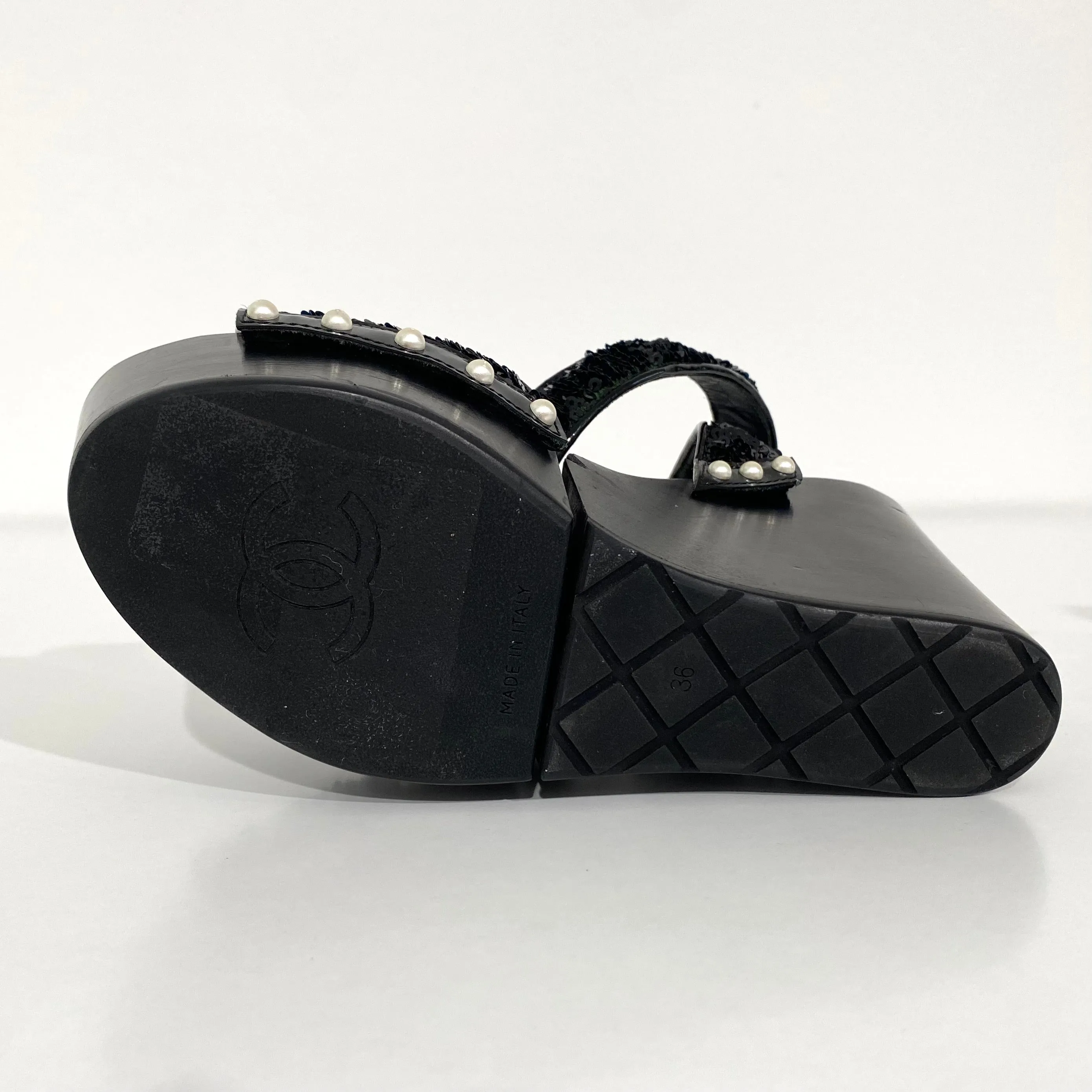 Chanel Black Hinged Wood Platforms