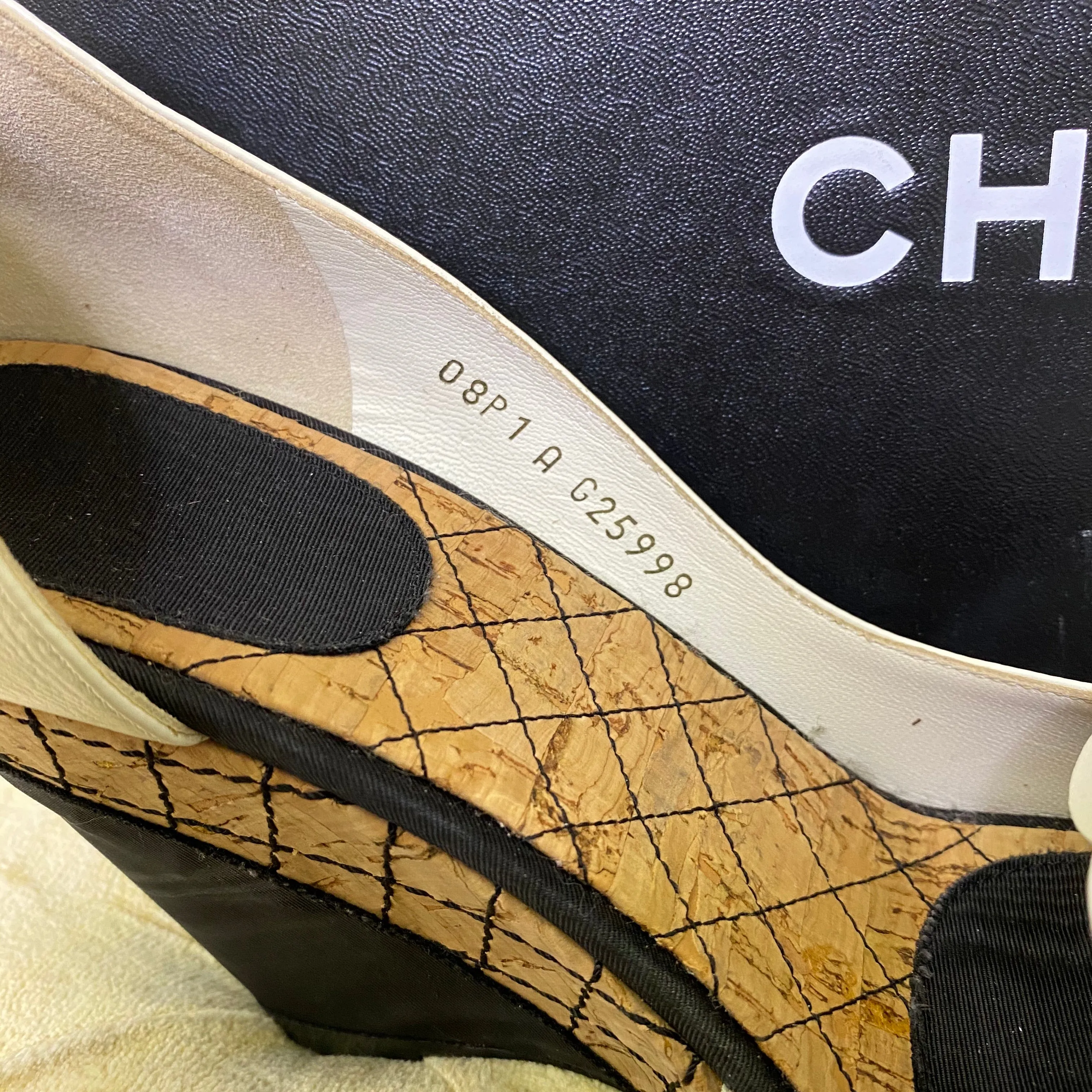 Chanel White Camellia Wedges