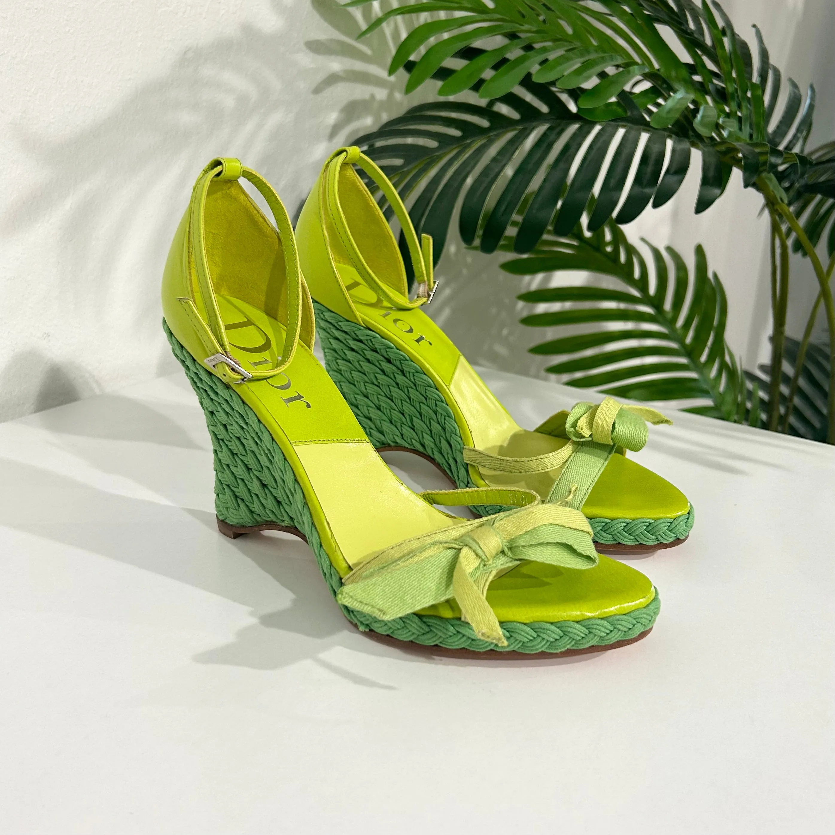 Dior Green Diorlita Wedges