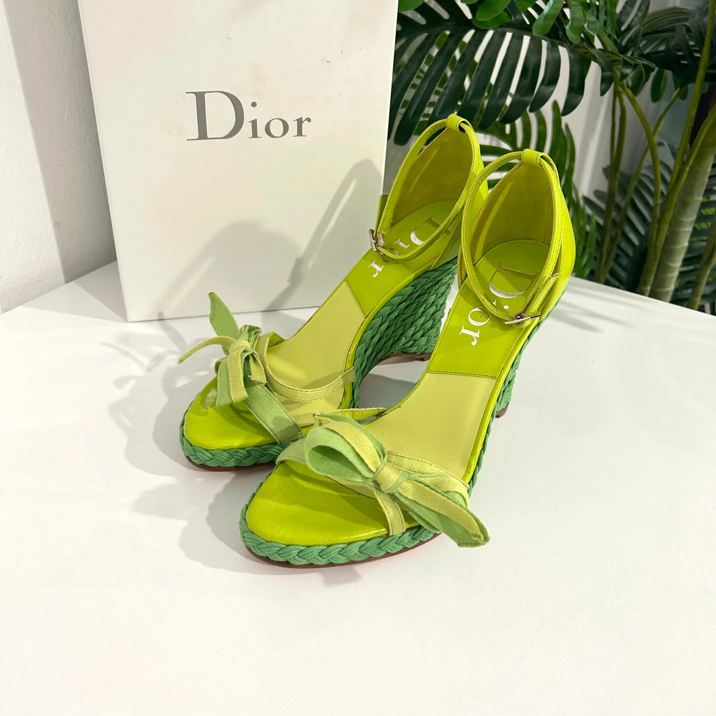 Dior Green Diorlita Wedges