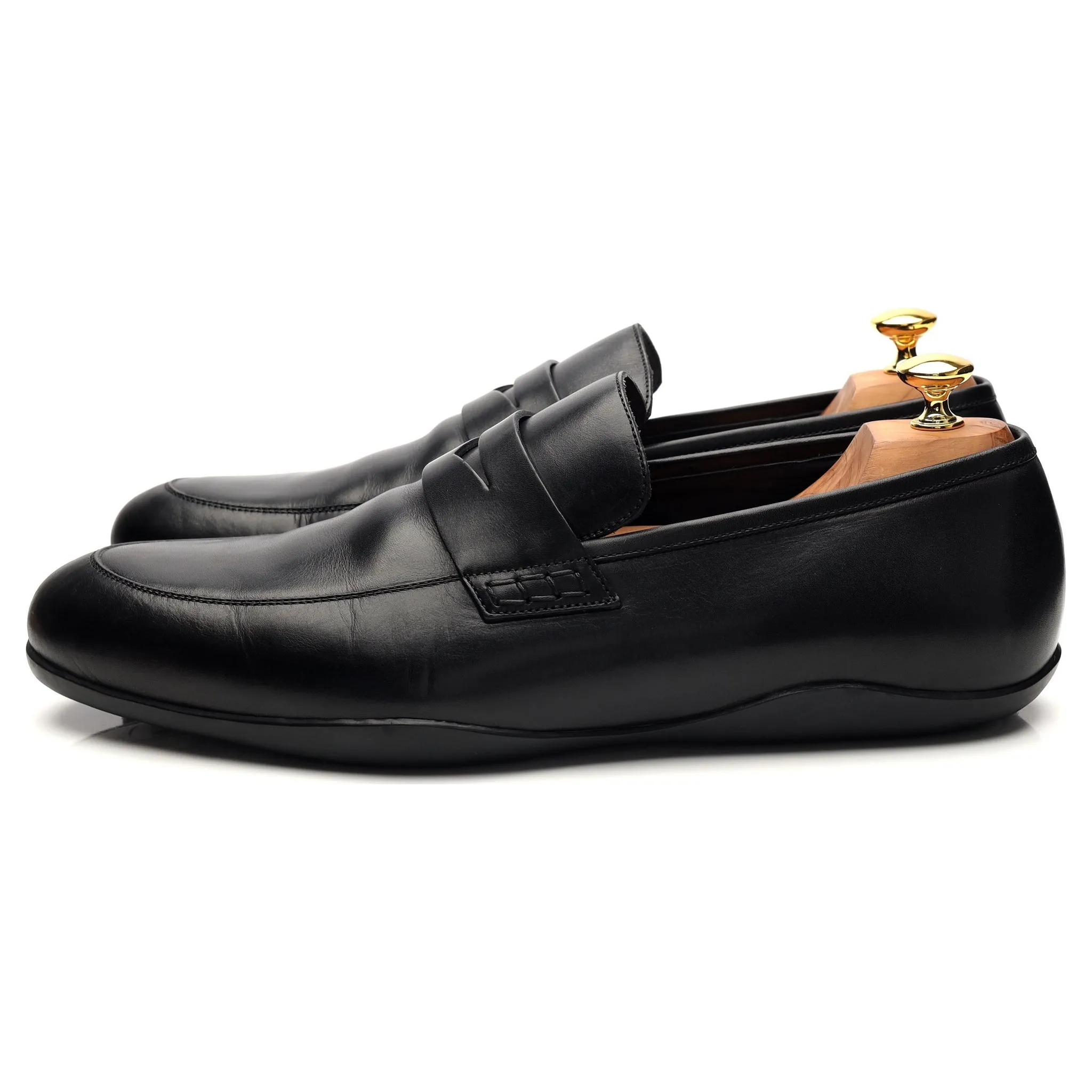 'Downing' Black Leather Loafers UK 12 G
