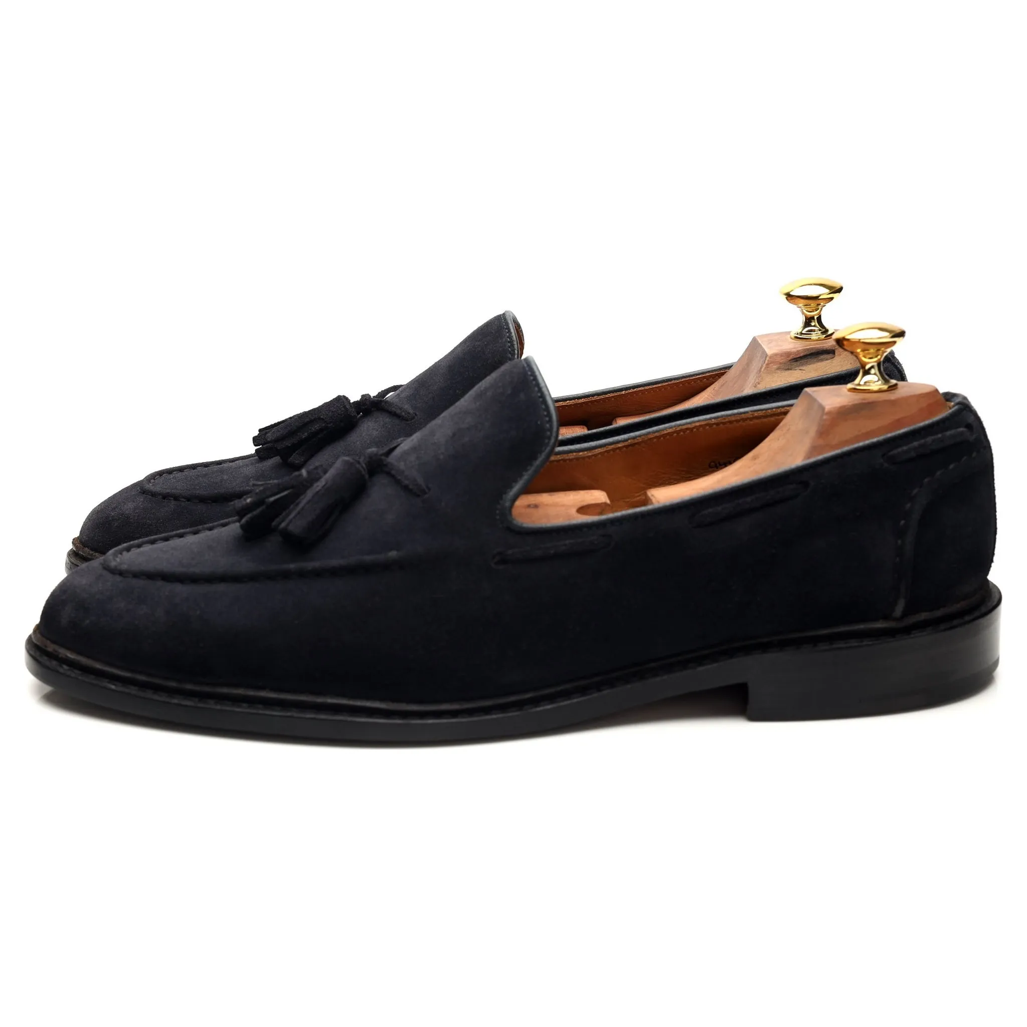 'Elton' Navy Blue Suede Tassel Loafers UK 10.5