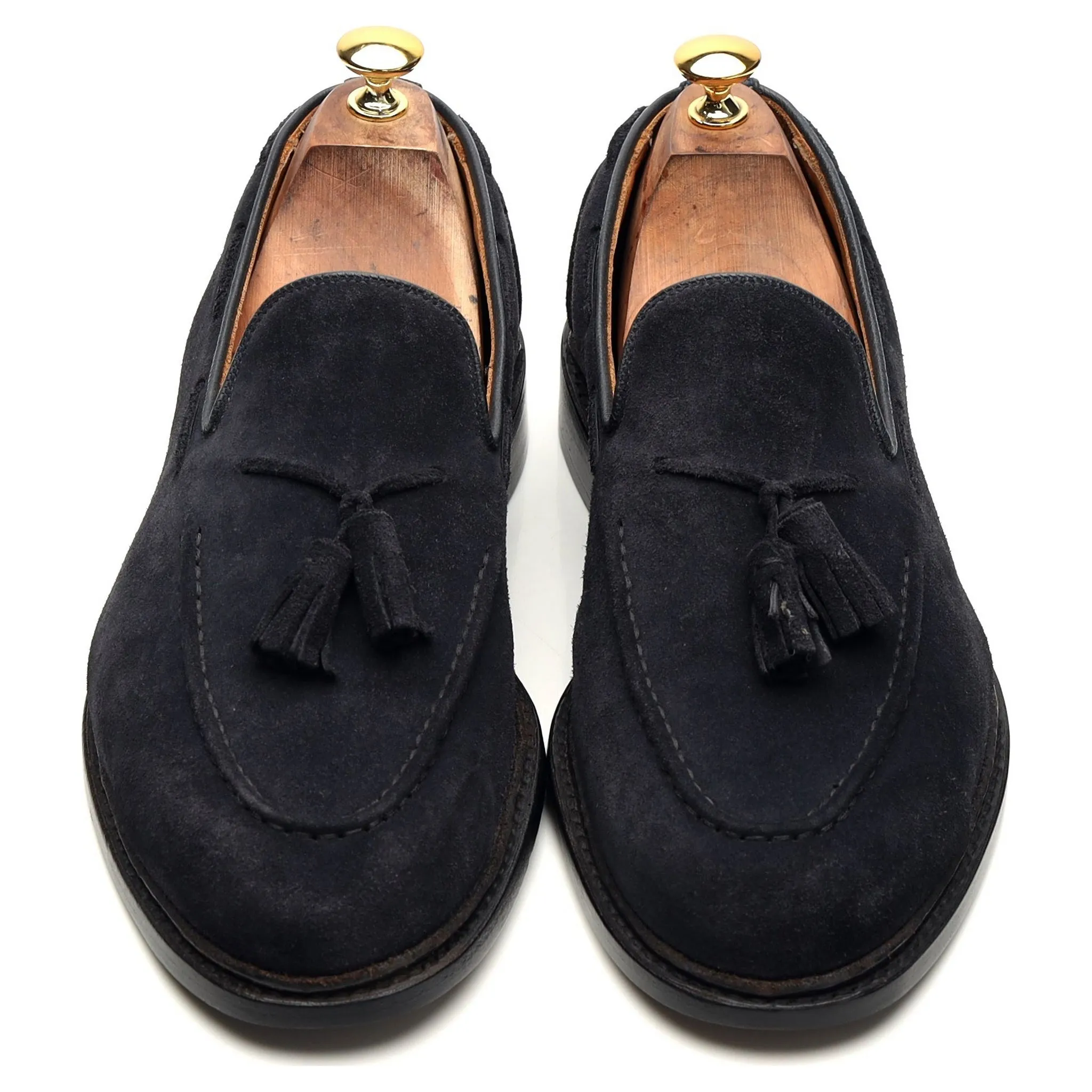 'Elton' Navy Blue Suede Tassel Loafers UK 10.5