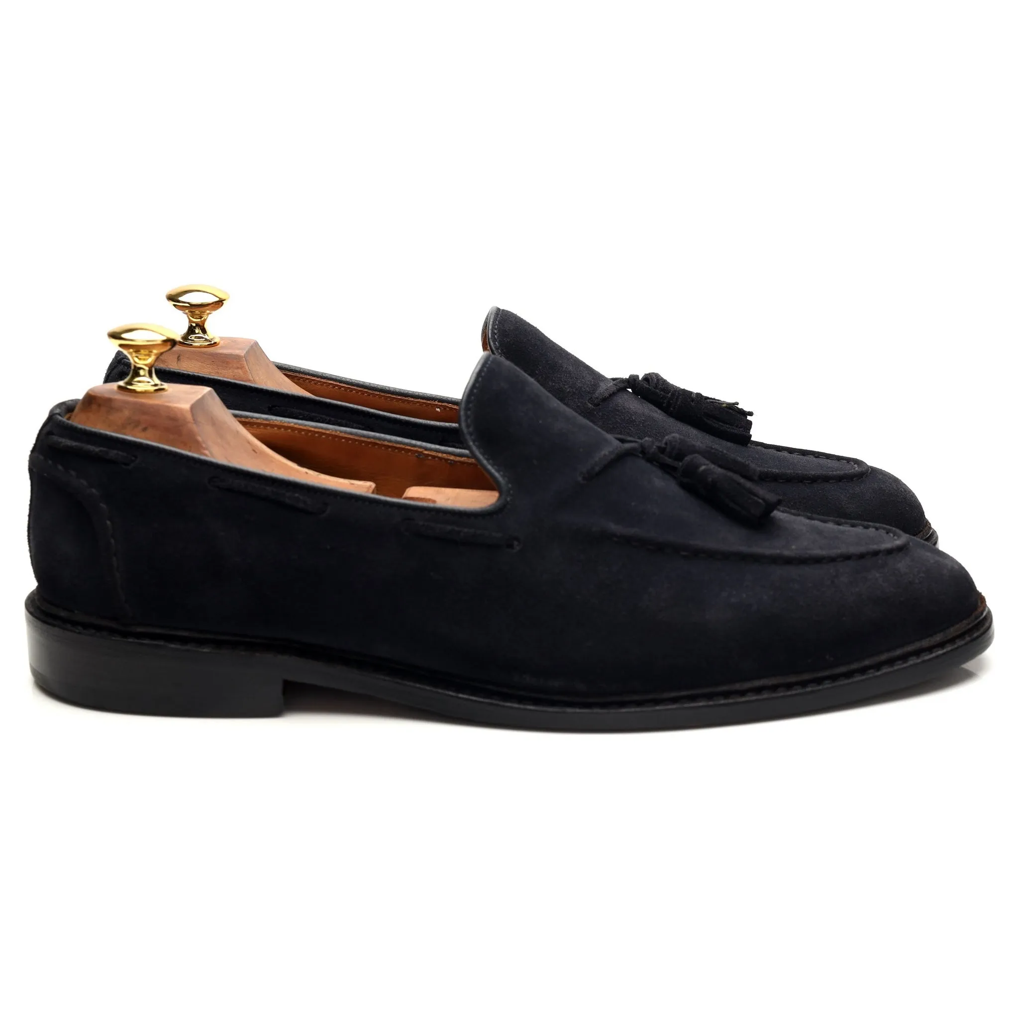 'Elton' Navy Blue Suede Tassel Loafers UK 10.5