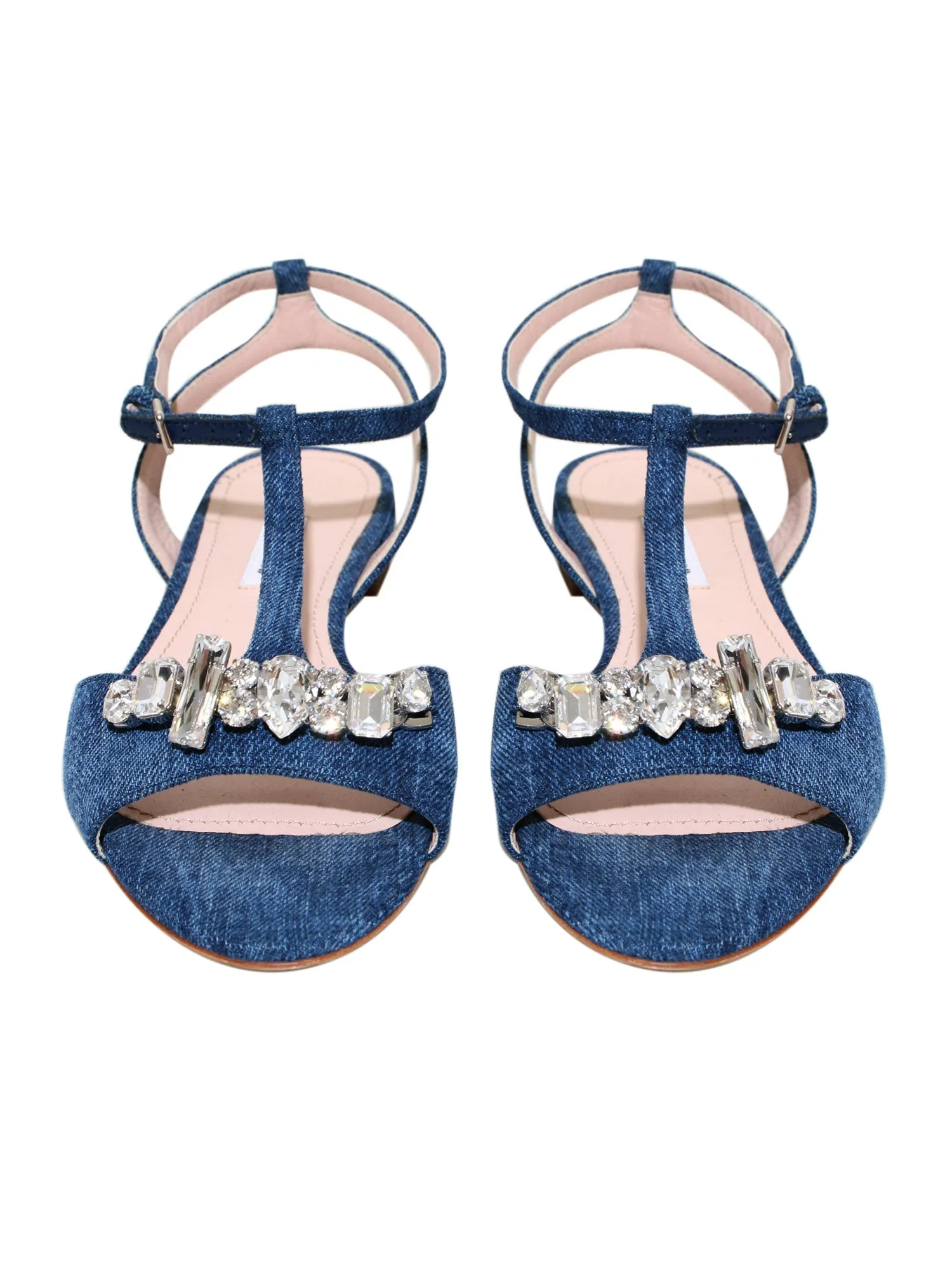 Embellished Denim Sandals