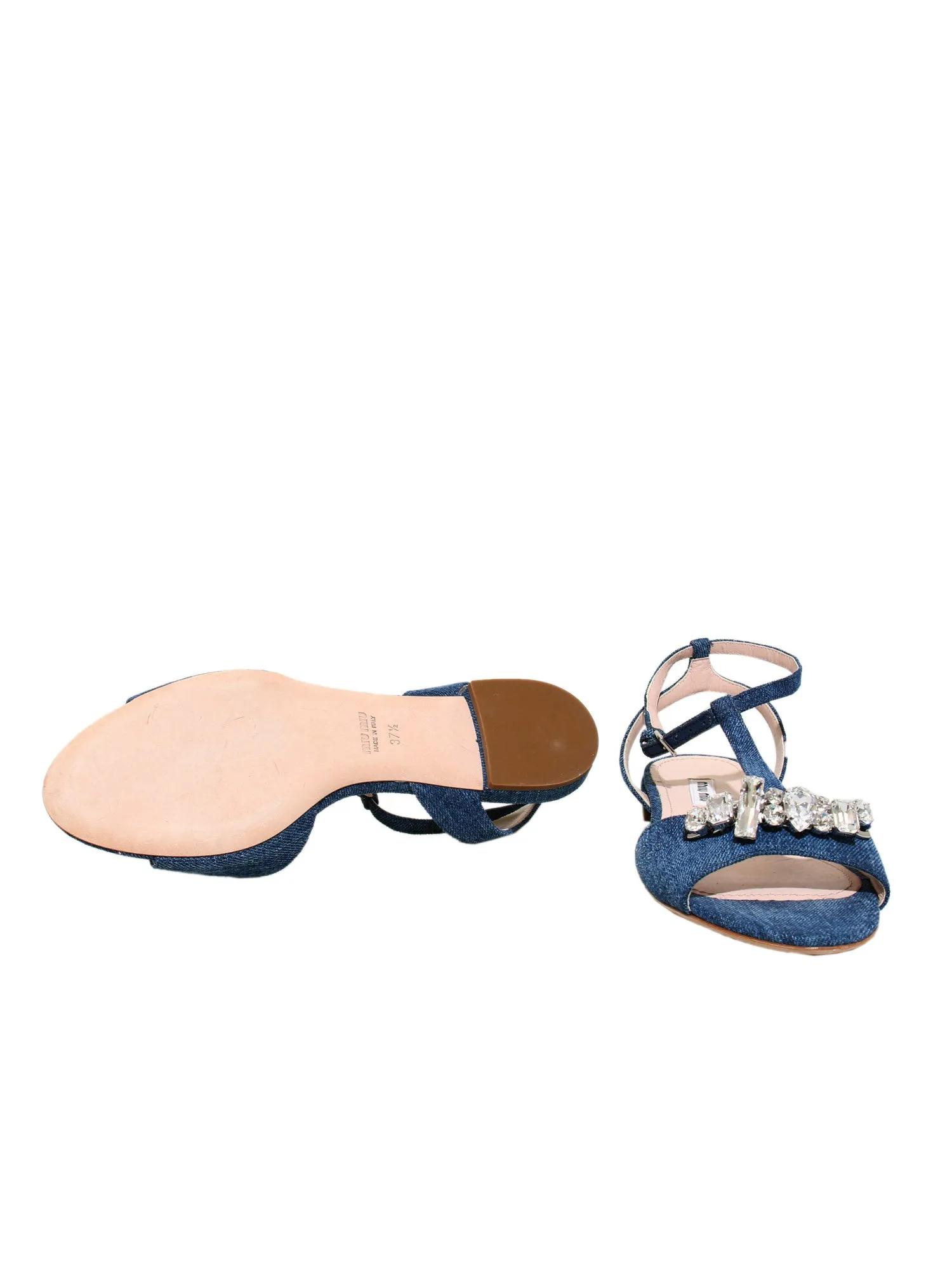 Embellished Denim Sandals