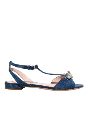 Embellished Denim Sandals