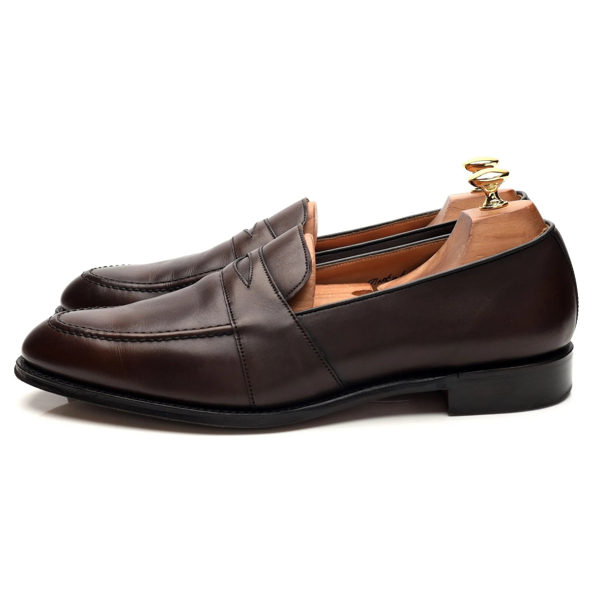 'Gracechurch' Dark Brown Leather Loafers UK 10.5 F