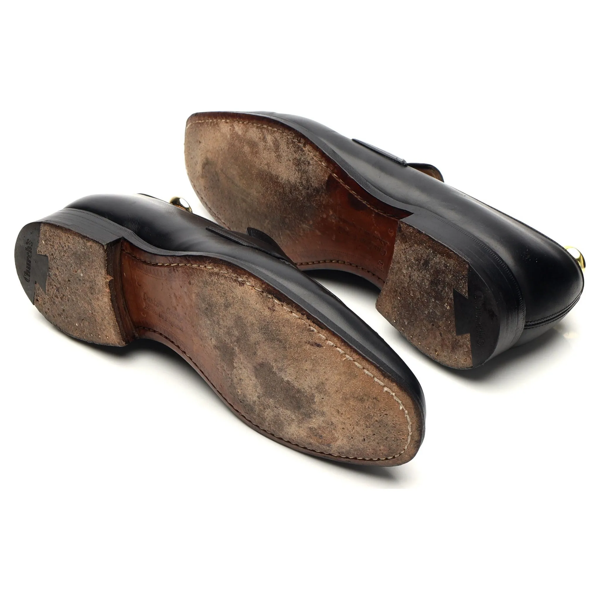 'Hertford' Black Leather Loafers UK 8 G