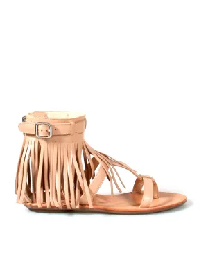 Leather Fringe-Accented Sandals