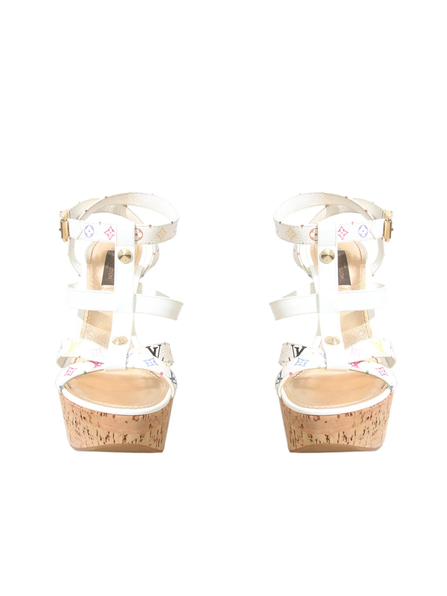 Multicolor Monogram Wedge Sandals