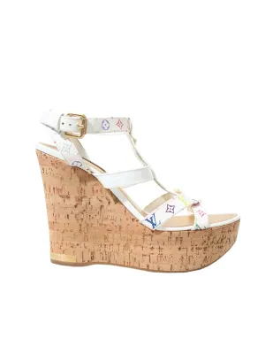 Multicolor Monogram Wedge Sandals