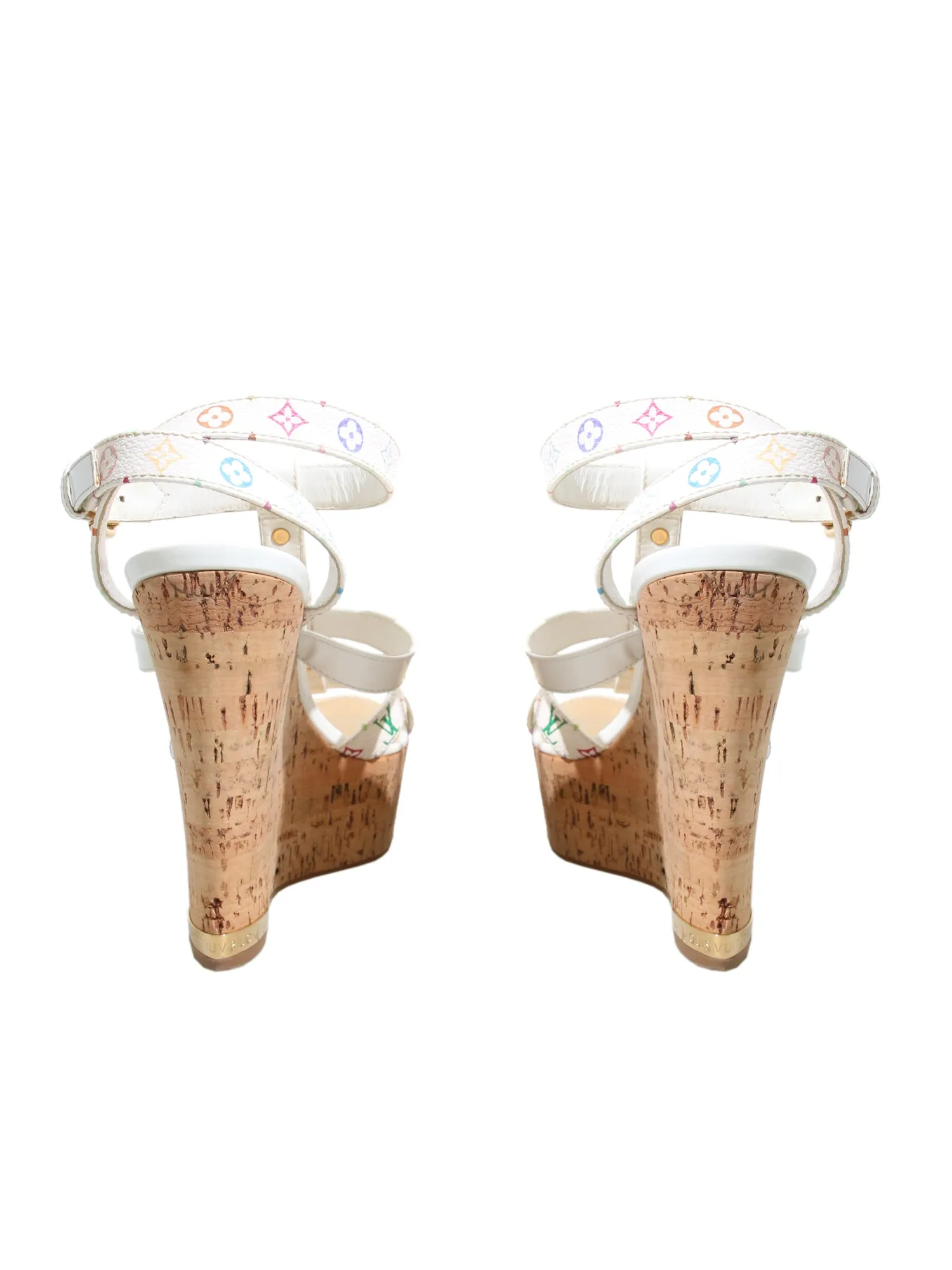 Multicolor Monogram Wedge Sandals