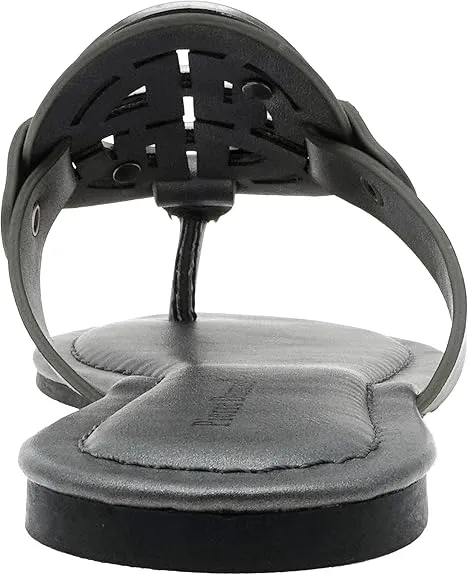 Pierre Dumas Women's Medallion Vegan Slide Thong Flip Flop Flat Sandal