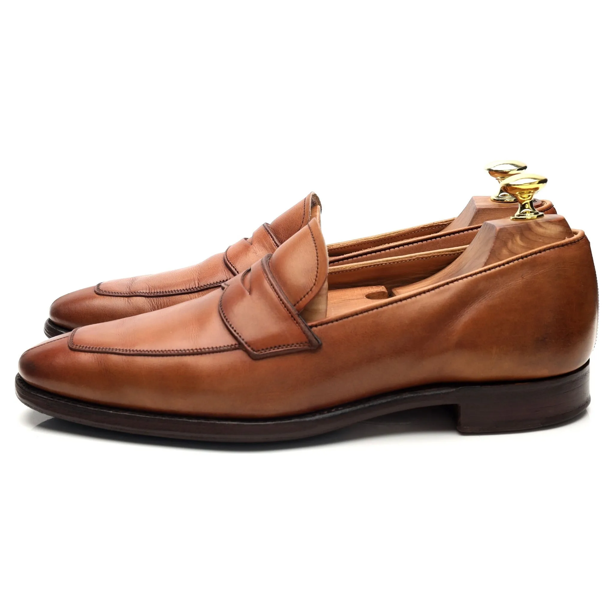'Soho' Tan Brown Leather Split Toe Loafers UK 7 E
