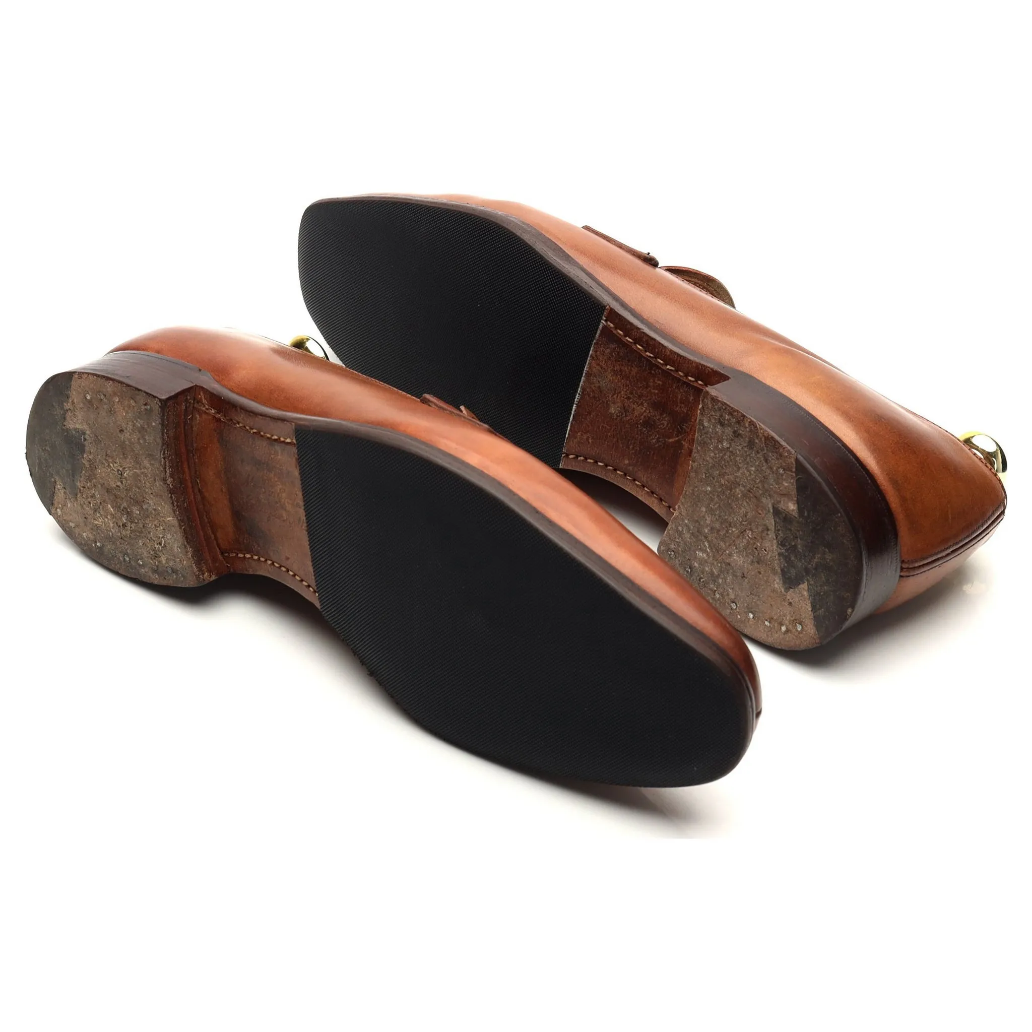 'Soho' Tan Brown Leather Split Toe Loafers UK 7 E