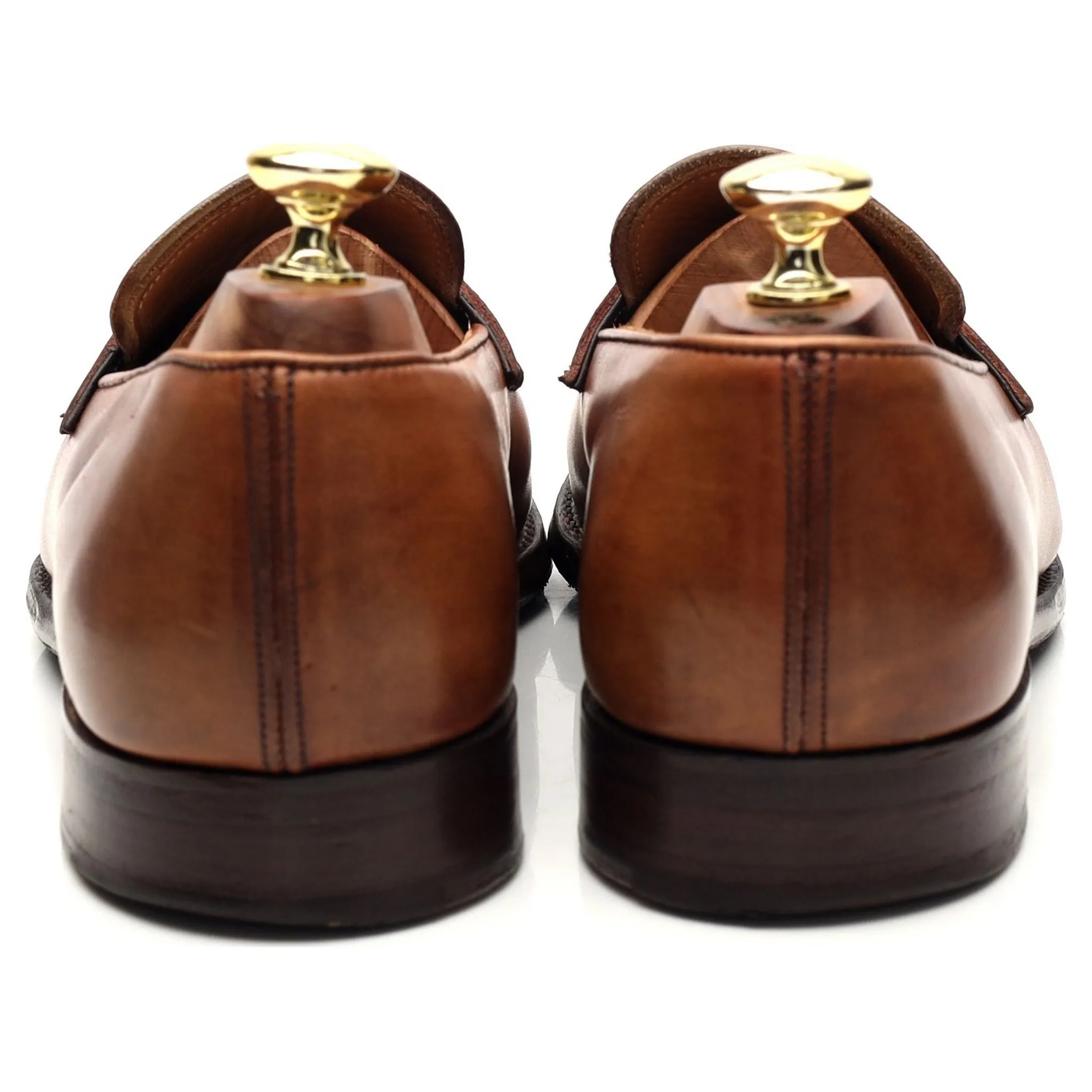 'Soho' Tan Brown Leather Split Toe Loafers UK 7 E