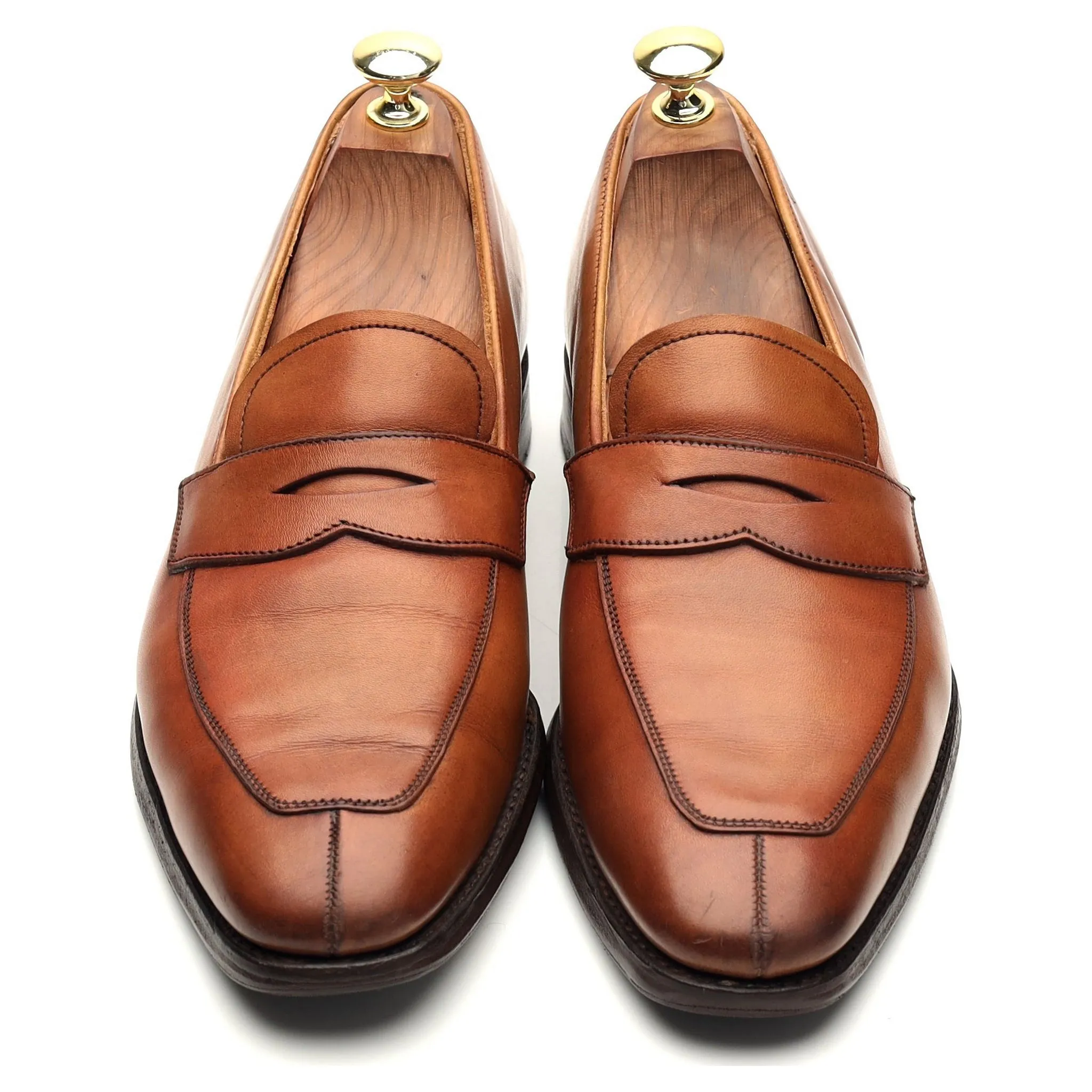'Soho' Tan Brown Leather Split Toe Loafers UK 7 E