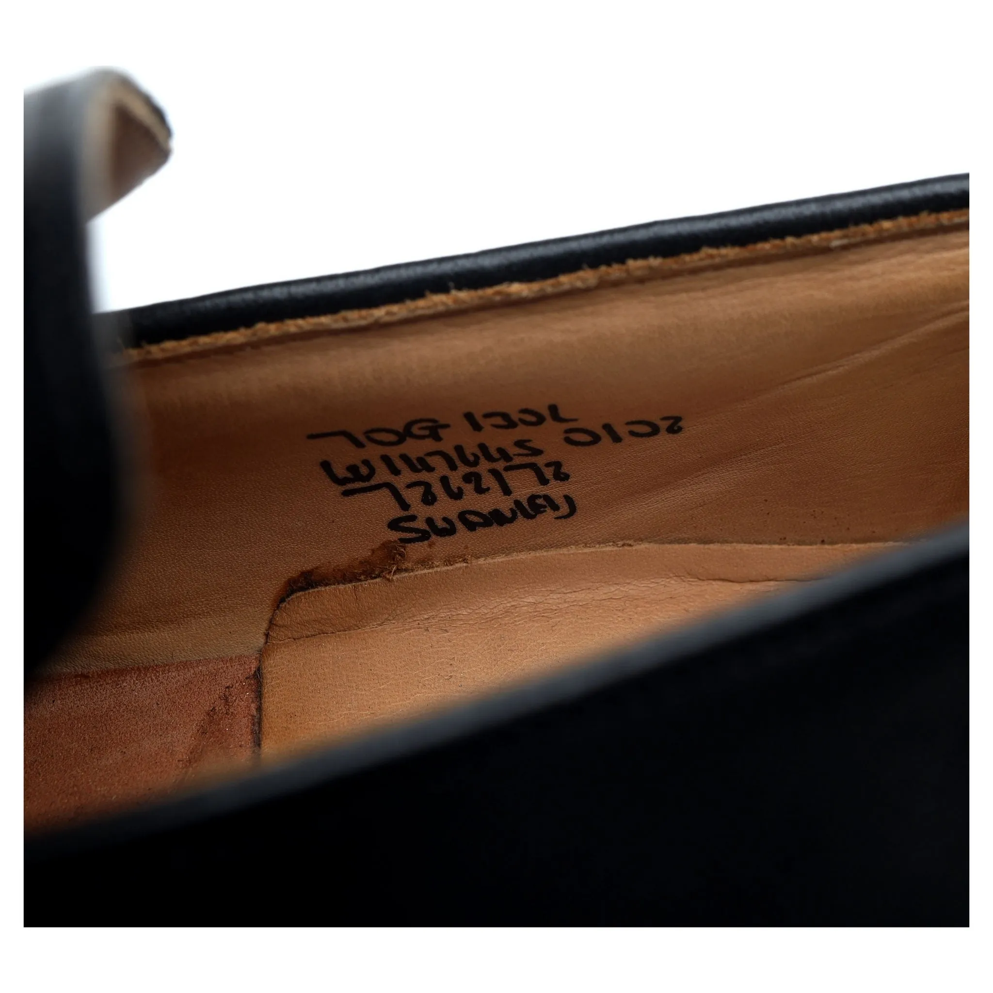 'Swanley' Black Leather Split Toe Penny Loafers UK 7 G