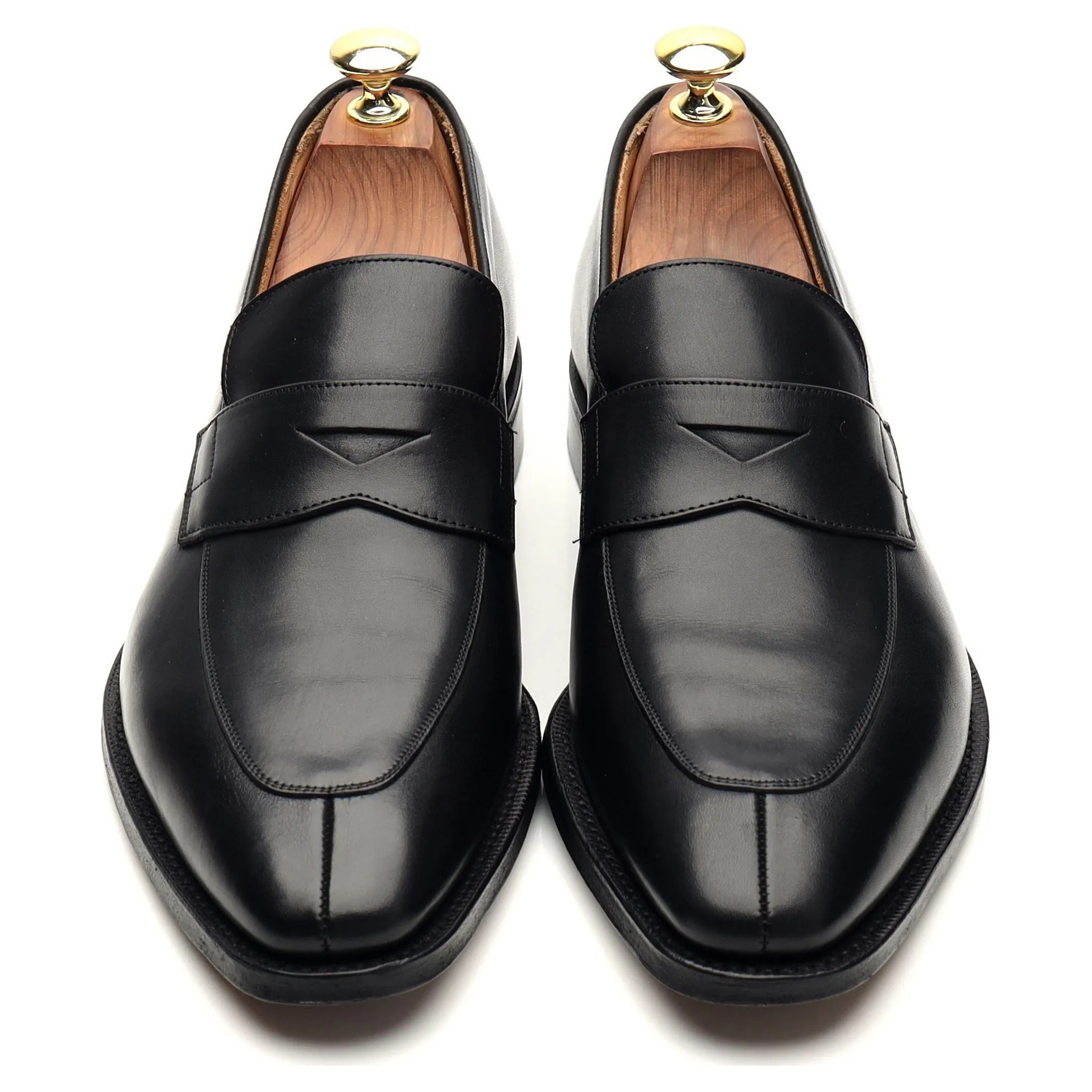 'Swanley' Black Leather Split Toe Penny Loafers UK 7 G