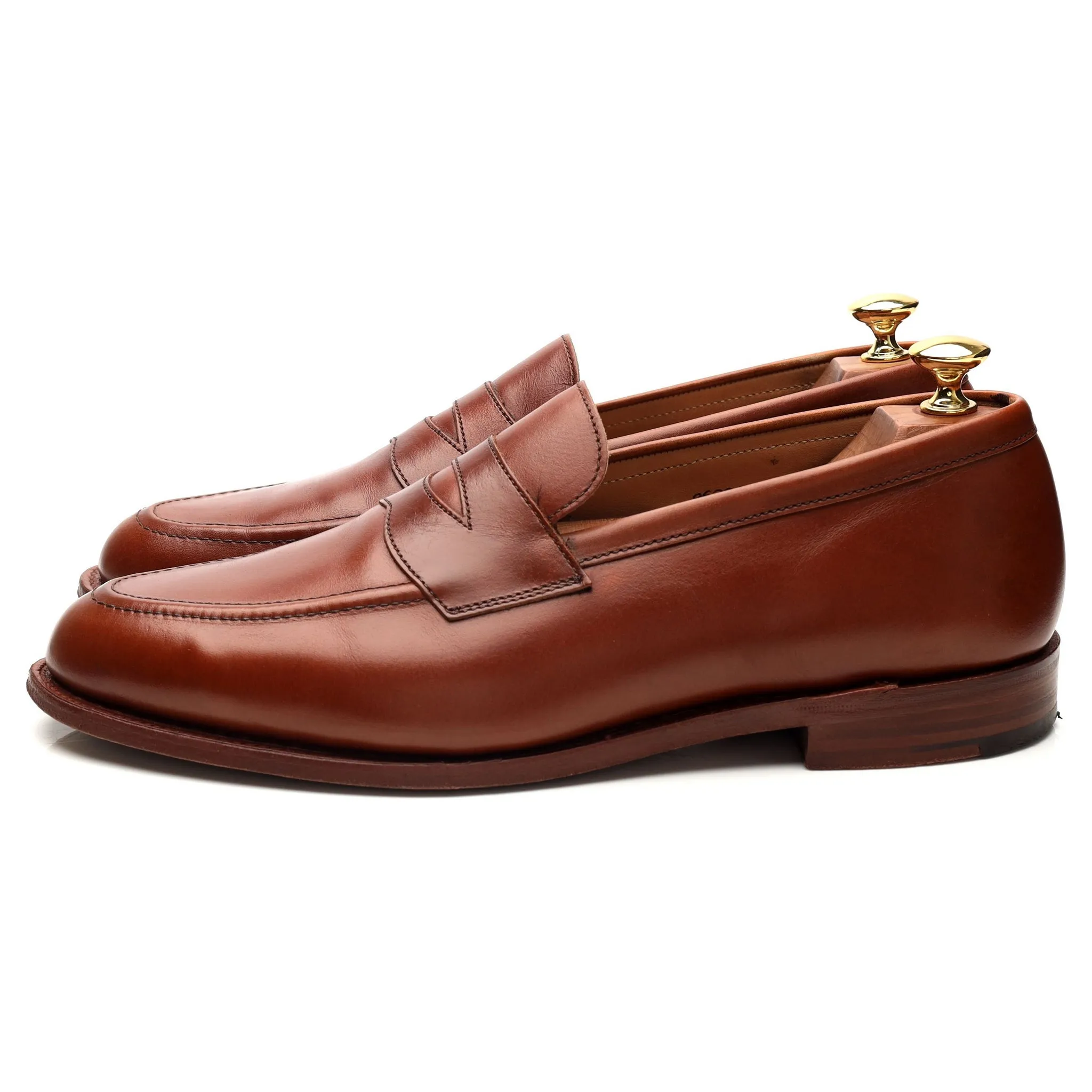 Tan Brown Leather Penny Loafers UK 9.5