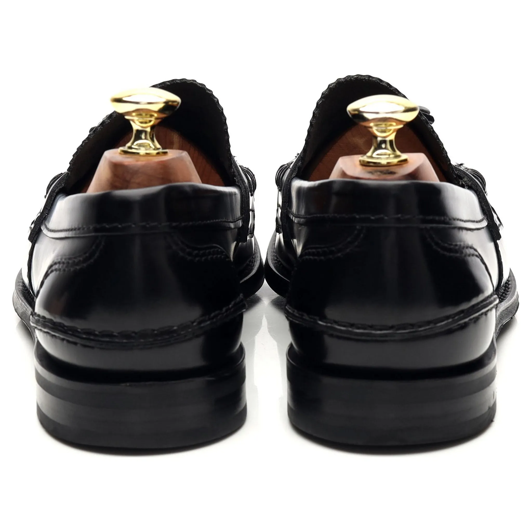 'Tiverton' Black Leather Tassel Loafers UK 7.5 F