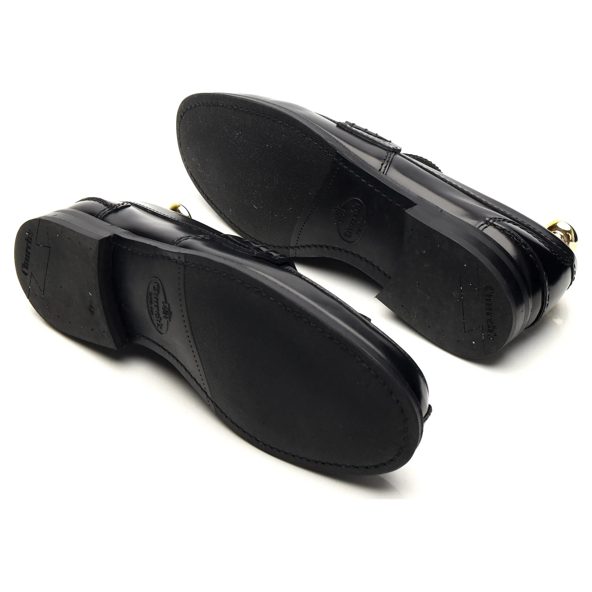 'Tiverton' Black Leather Tassel Loafers UK 7.5 F