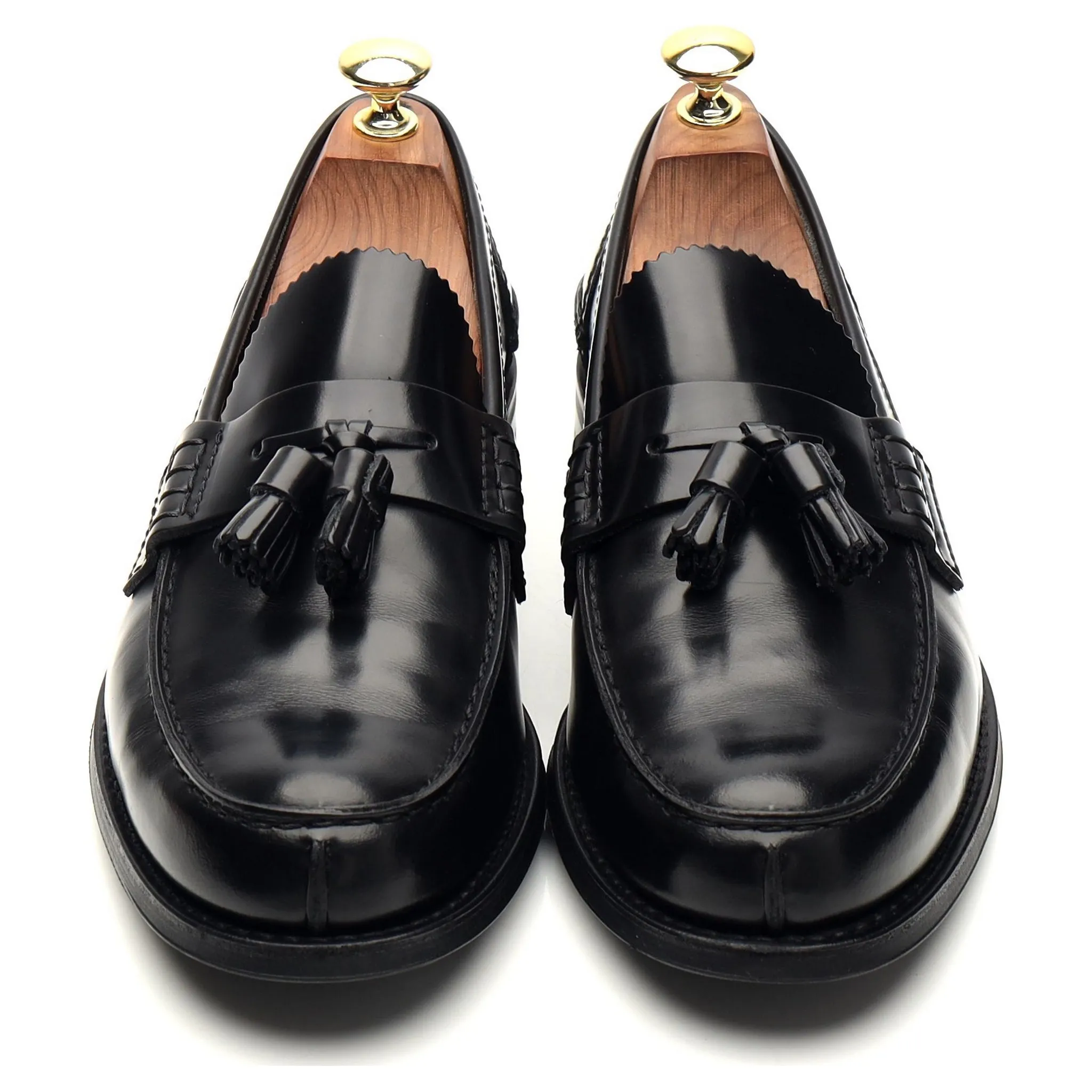 'Tiverton' Black Leather Tassel Loafers UK 7.5 F